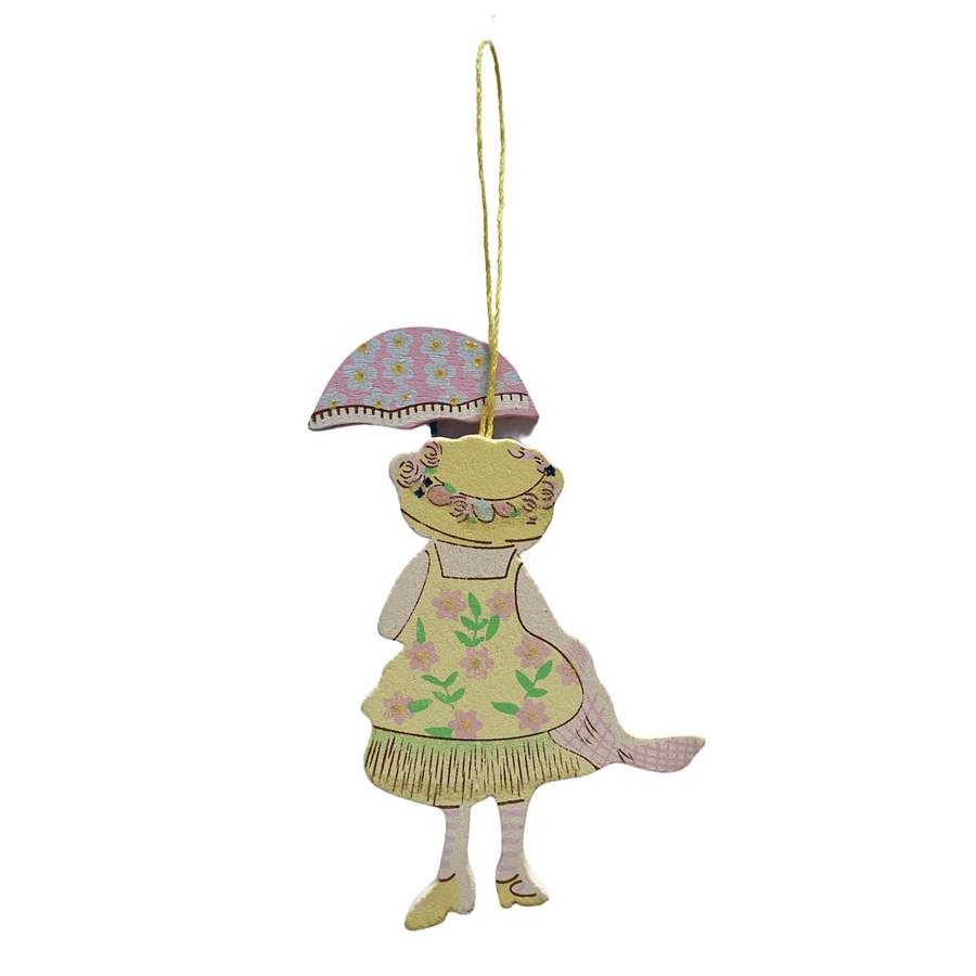 Gisela Graham Victorian Girl Wooden Hanging Decoration back