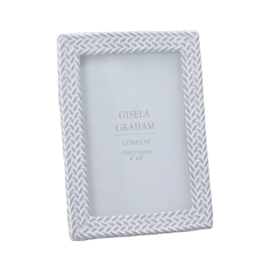 Gisela Graham White Grey Resin Weave Picture Frame 4x6 20165 main