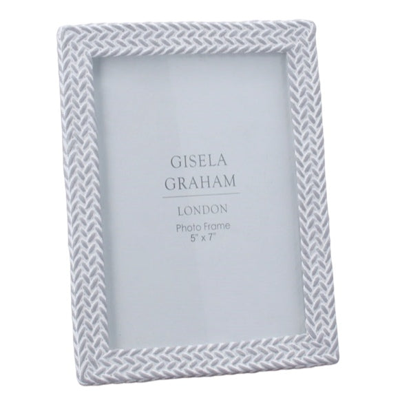 Gisela Graham White Grey Resin Weave Picture Frame 5x7 20166 main