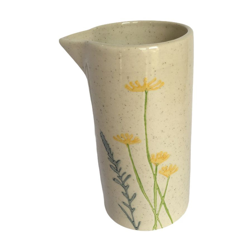 Gisela Graham Yellow Daisy & Lavender Artisan Ceramic Milk Jug tipped