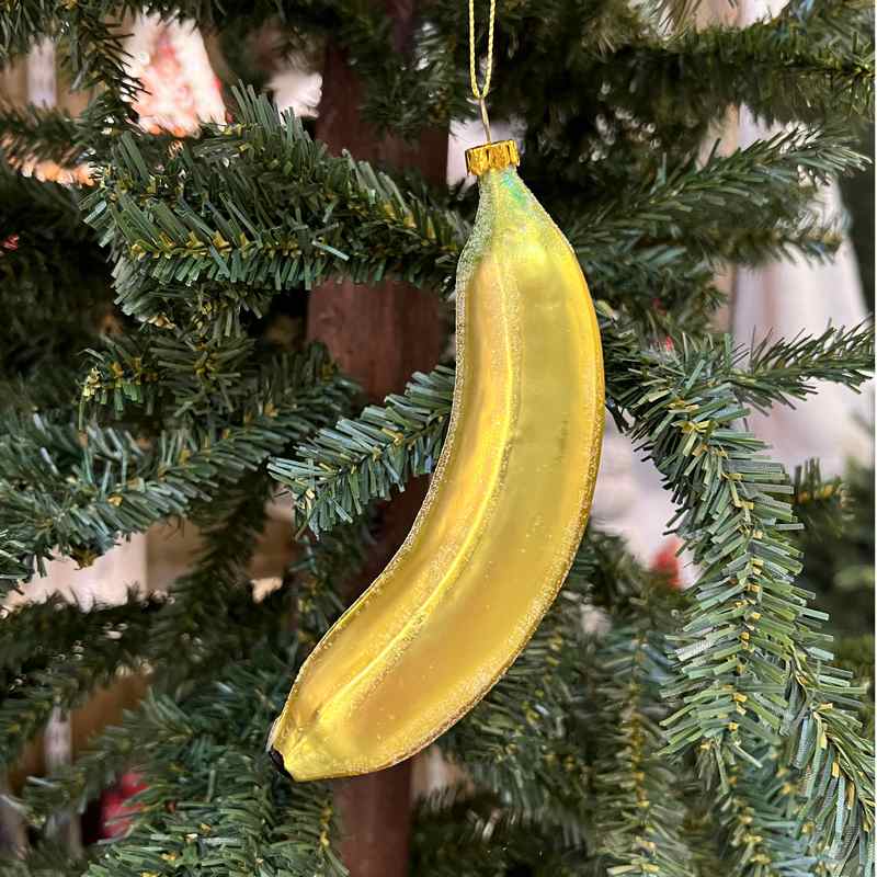 Glitter Glass Banana Decoration