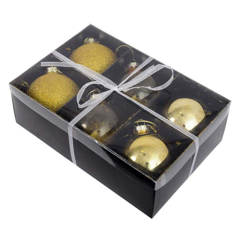 Gold Baubles Set of 6 820104 in box