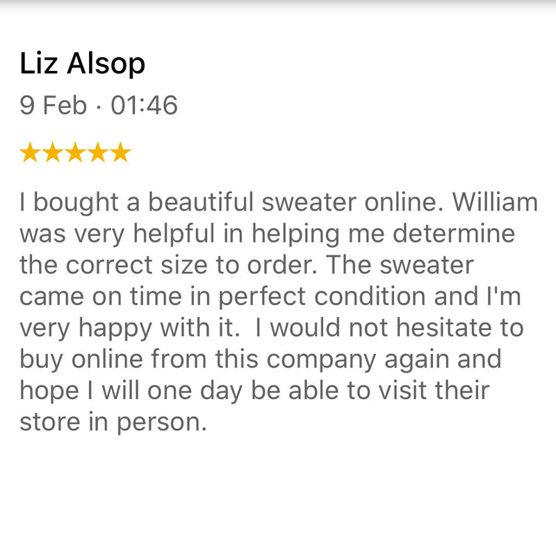 Google Review for Eribe Jumper from The Old School Beauly