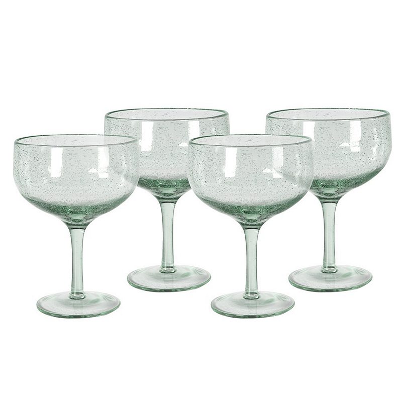 Green Bubble Coupe Glasses SBT077 set of 4