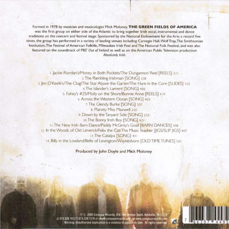 Green Fields Of America COM4495 CD Back Cover