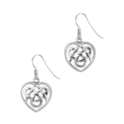 Hamilton & Young Celtic Knot Silver Heart Drop Earrings 0567 main