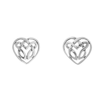 Hamilton & Young Nuala Celtic Knotwork Silver Heart Stud Earrings 0866 main