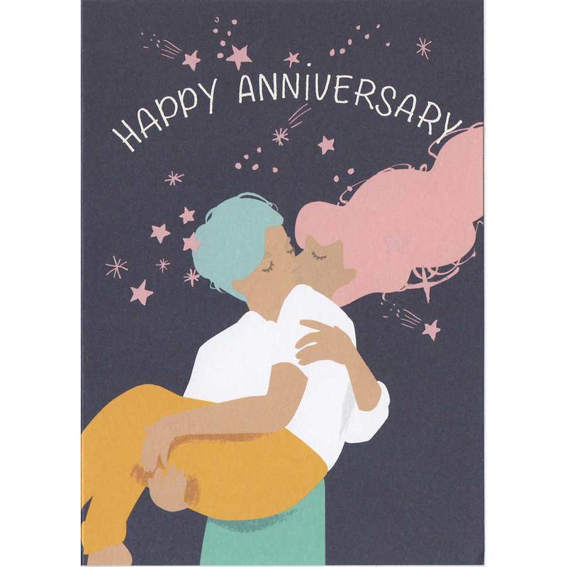 Happy Anniversary Kissing Couple Card