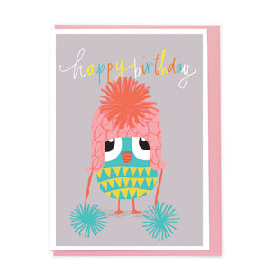 Happy Birthday Dinky Owl With Hat AC003