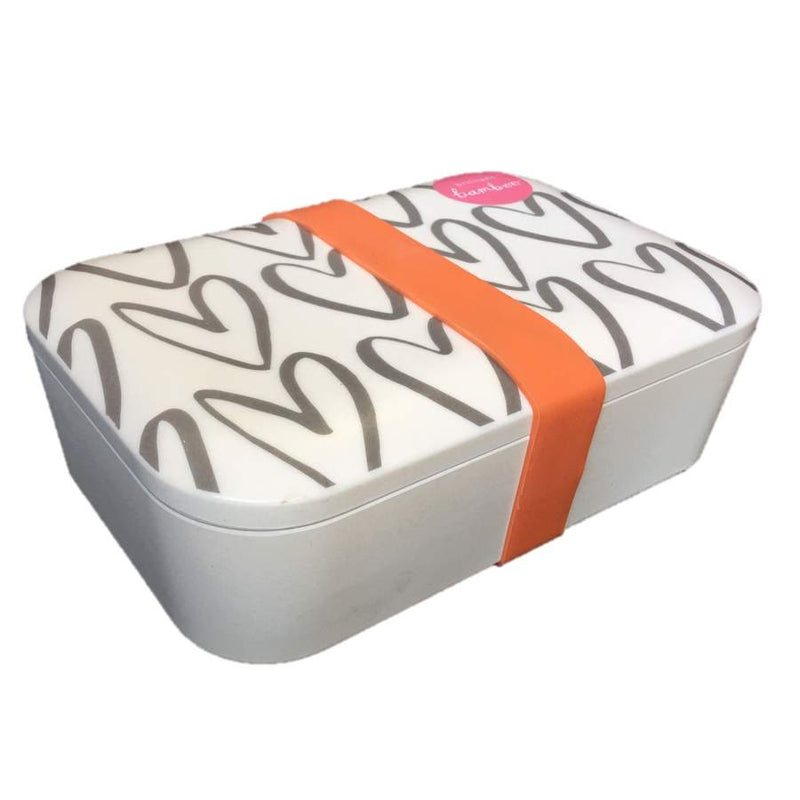 Hearts Outline Bamboo Lunch Box angle