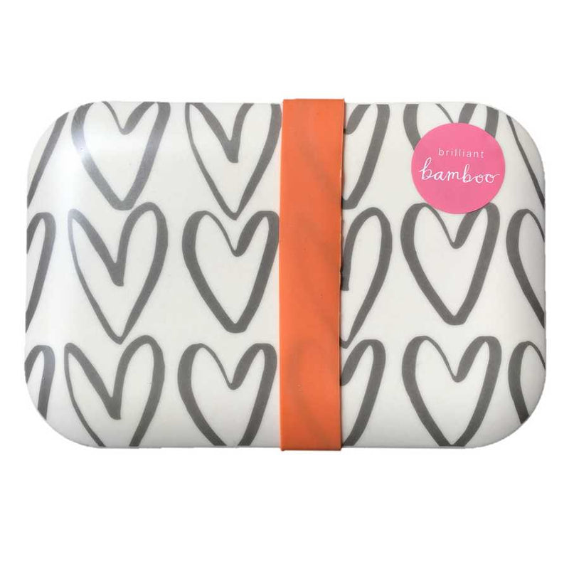 Hearts Outline Bamboo Lunch Box top