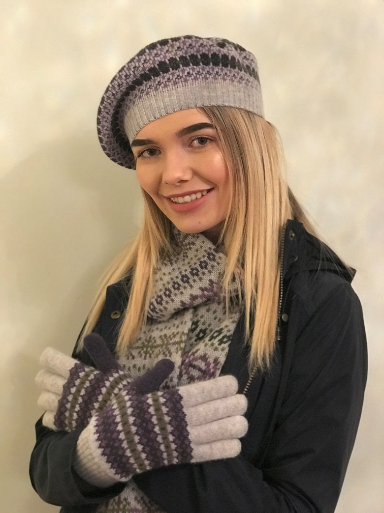 Hermione Granger Hat on model with matching scarf and gloves