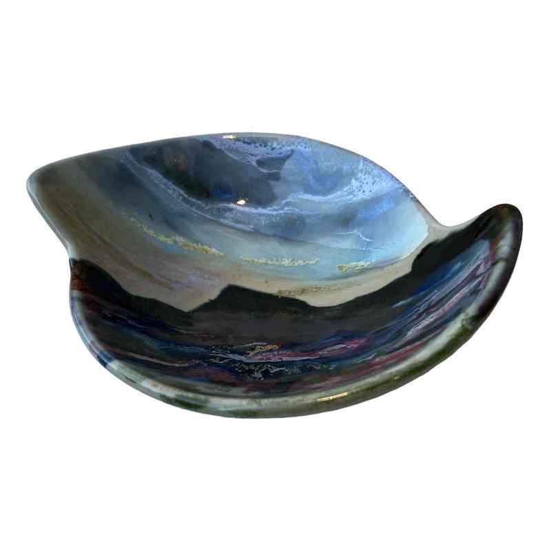 Highland Stoneware Ceramic Quaich Dark Sunset angled