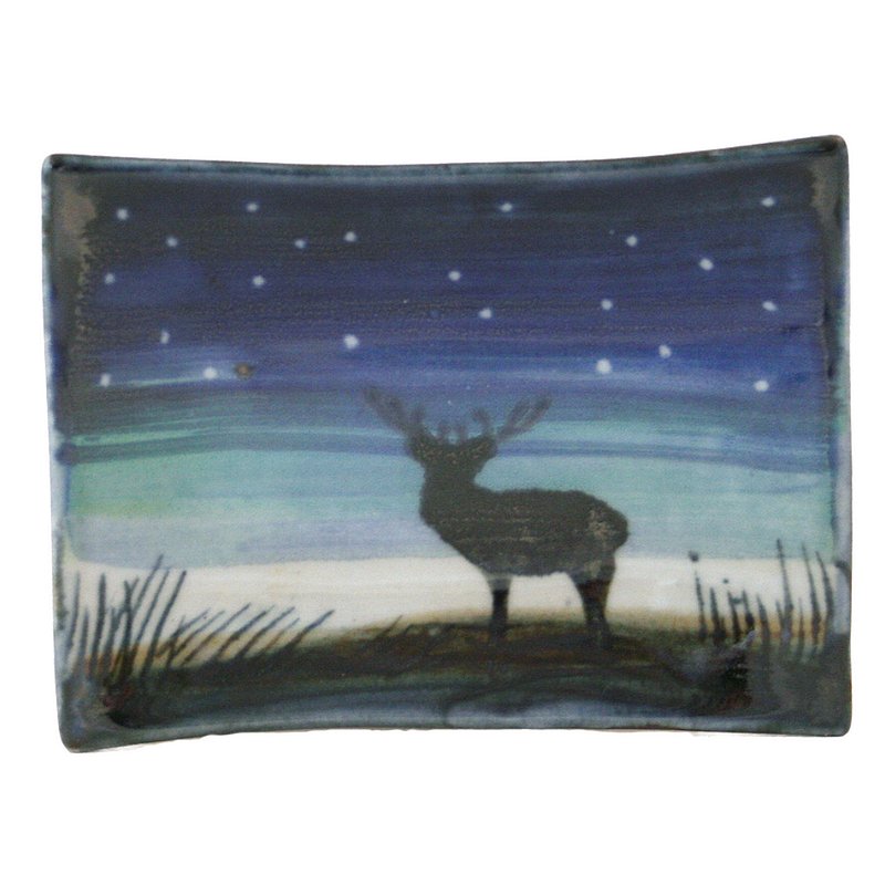 Highland Stoneware Stag at Night Extra Small Rectangle Plate front