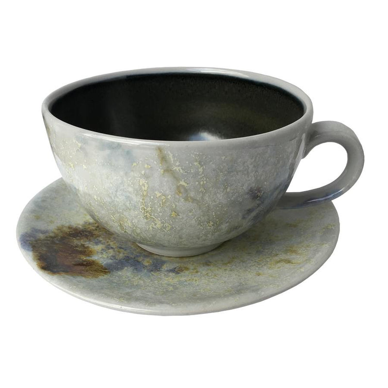 Highland Stoneware Ledmore Cappuccino Cup and Saucer angled