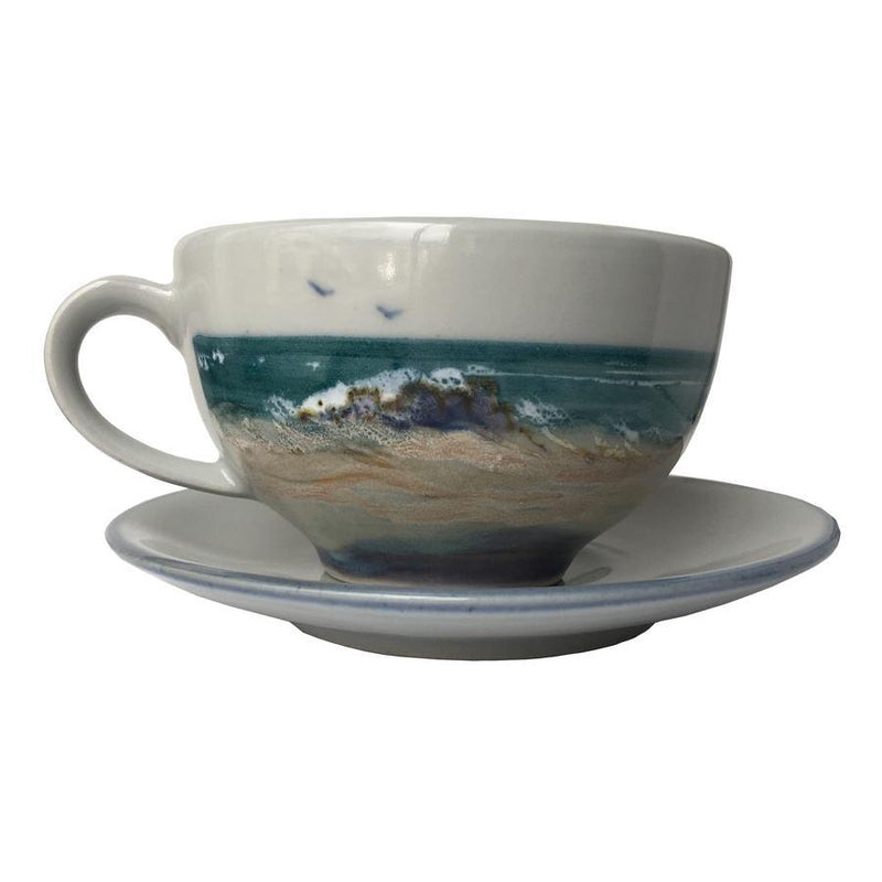 Highland Stoneware Seascape Cappuccino Cup and Saucer back