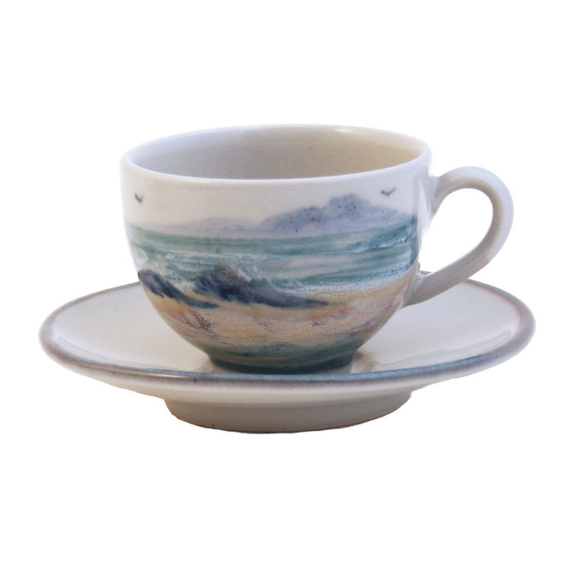 Highland Stoneware Seascape Lungo Cup & Saucer front