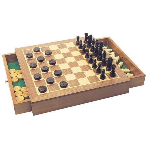 House Of Marbles Wooden Chess & Draughts Set 255559