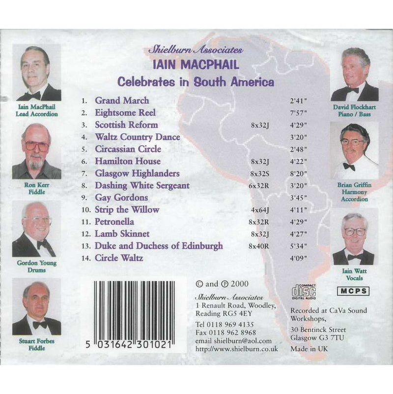 Iain MacPhail & His Scottish Dance Band - Celebrates in South America CD inlay track list