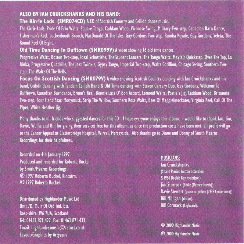 Ian Cruickshanks and His Band - Lassie Come And Dance Wi Me CD booklet inside
