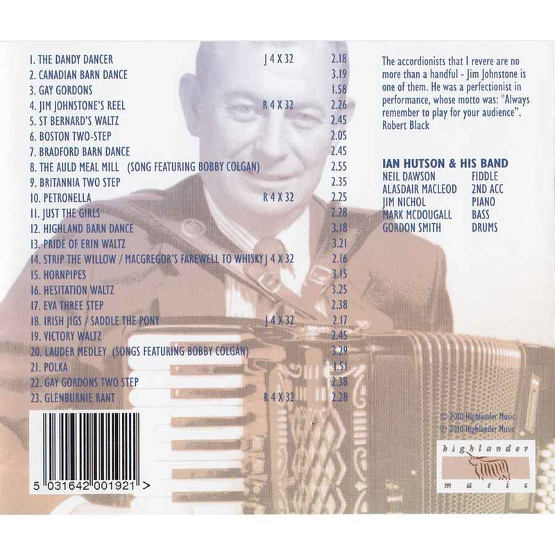 Ian Hutson & His Band - Memories Of Jim Johnstone CD inlay track list