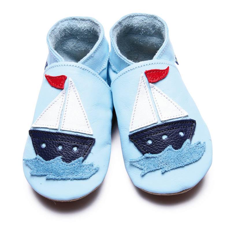 Inch Blue Baby Booties Sailboat 1580