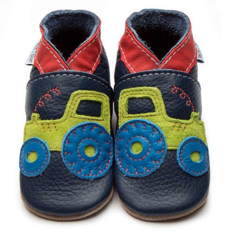 Inch Blue Baby Booties Tractor Navy 2649 front