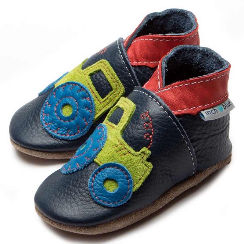 Inch Blue Baby Booties Tractor Navy 2649 side