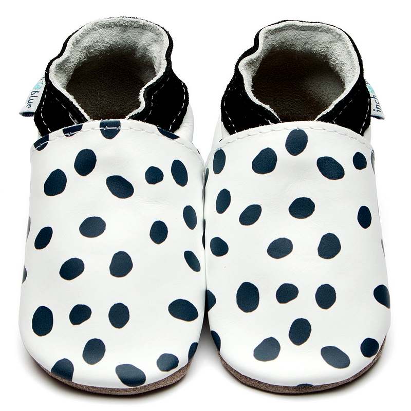 Inch Blue Dalmatian Spots leather Baby Booties 3531 main