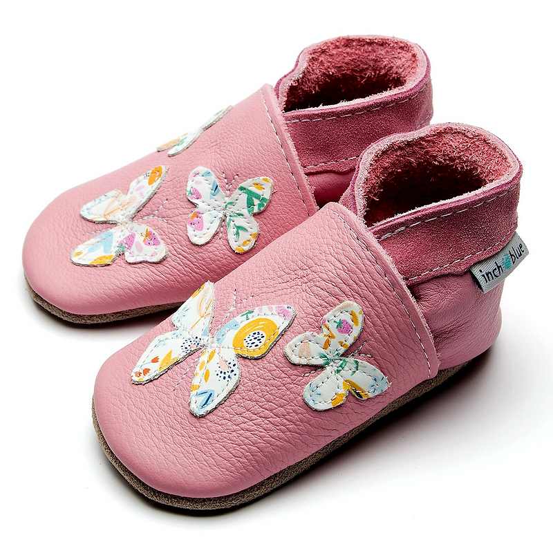 Inch Blue Kaleidoscope Baby Pink & Floral Leather Baby Booties 4171 side