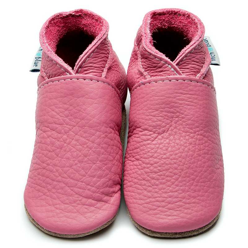 Inch Blue Plain Rose Pink Leather Baby Booties 1889 main