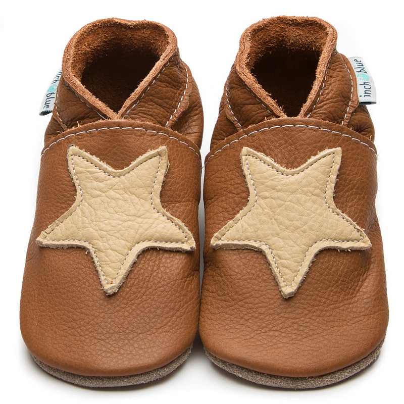 Inch Blue  Starry Caramel Leather Baby Booties 4012 main