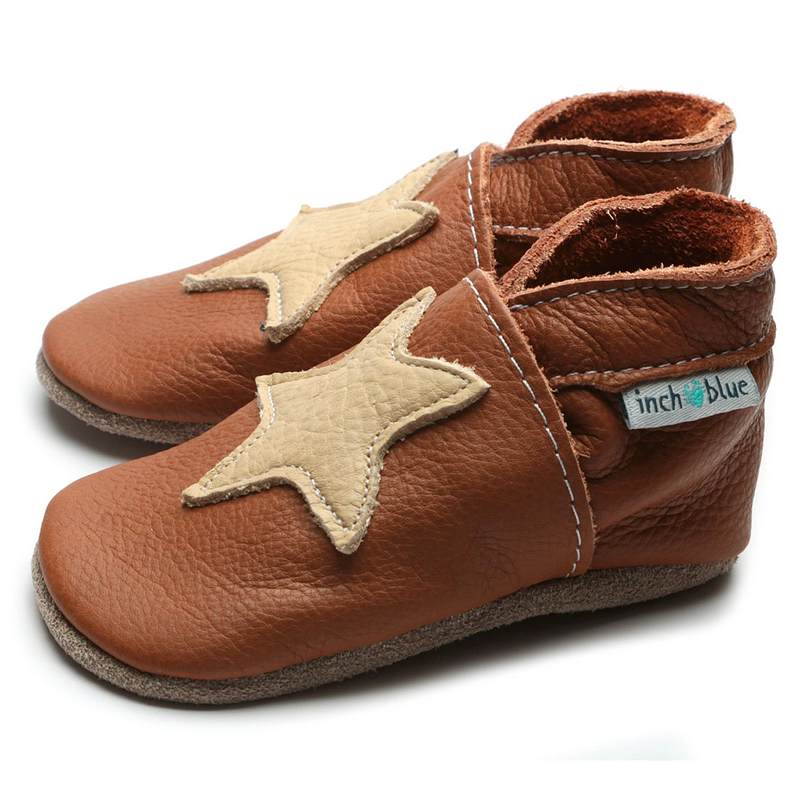 Inch Blue  Starry Caramel Leather Baby Booties 4012 side