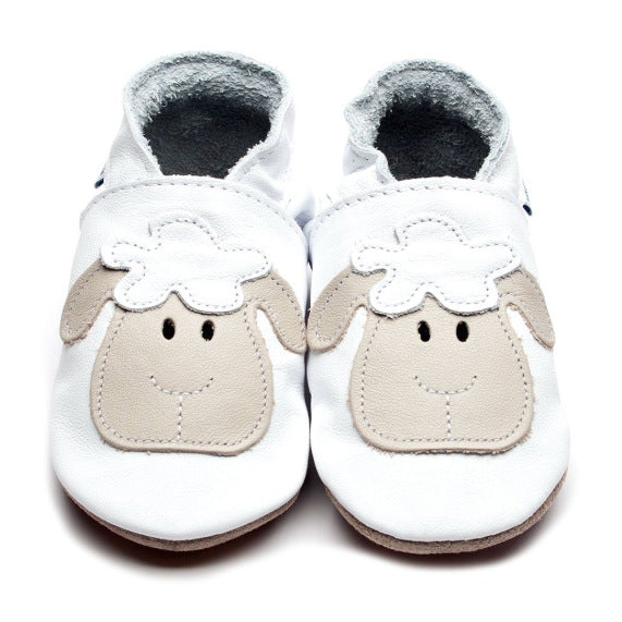 Inch Blue Baby Booties Lamb White Leather Shoe
