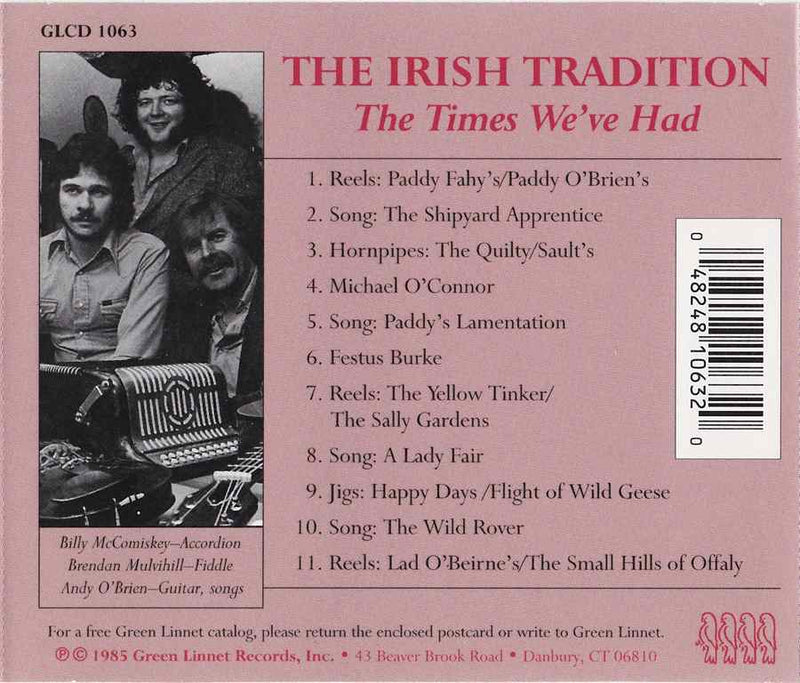 Irish Tradition - The Times We've Had GLCD1063 track list inlay