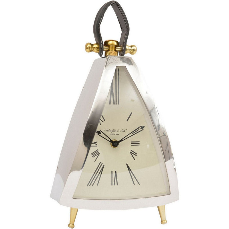Isosceles Curved Front Mantel Clock With Leather Handle 702072