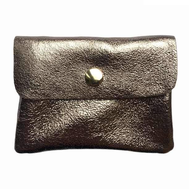 Italian Leather 3 Pocket Purse in Bronze front