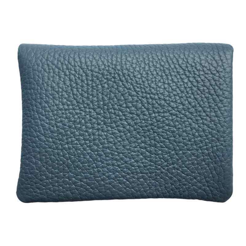 Italian Leather 3 Pocket Purse in Denim Blue back