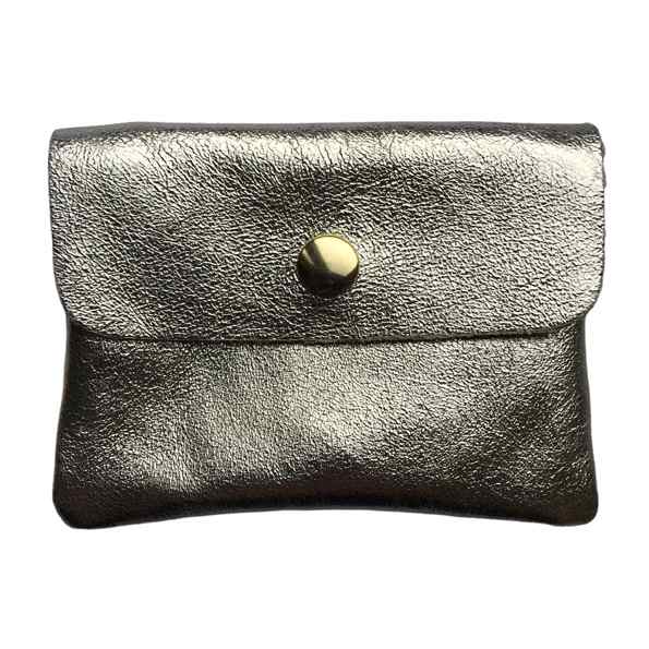 Italian Leather 3 Pocket Purse in Gold front