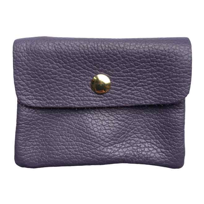 Italian Leather 3 Pocket Purse in Grape Purple front