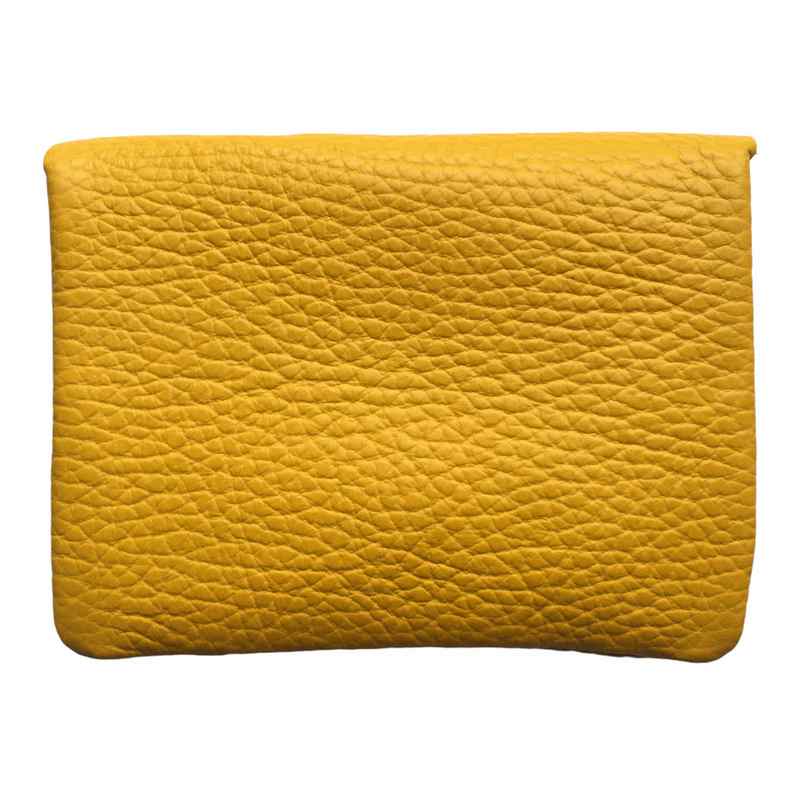 Italian Leather 3 Pocket Purse in Mustard Yellow back