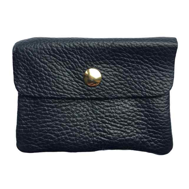 Italian Leather 3 Pocket Purse in Navy front