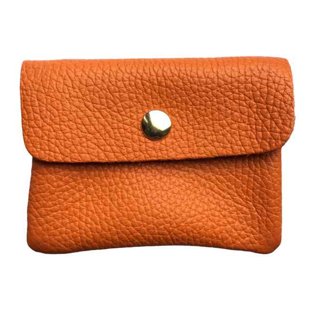 Italian Leather 3 Pocket Purse in Orange front