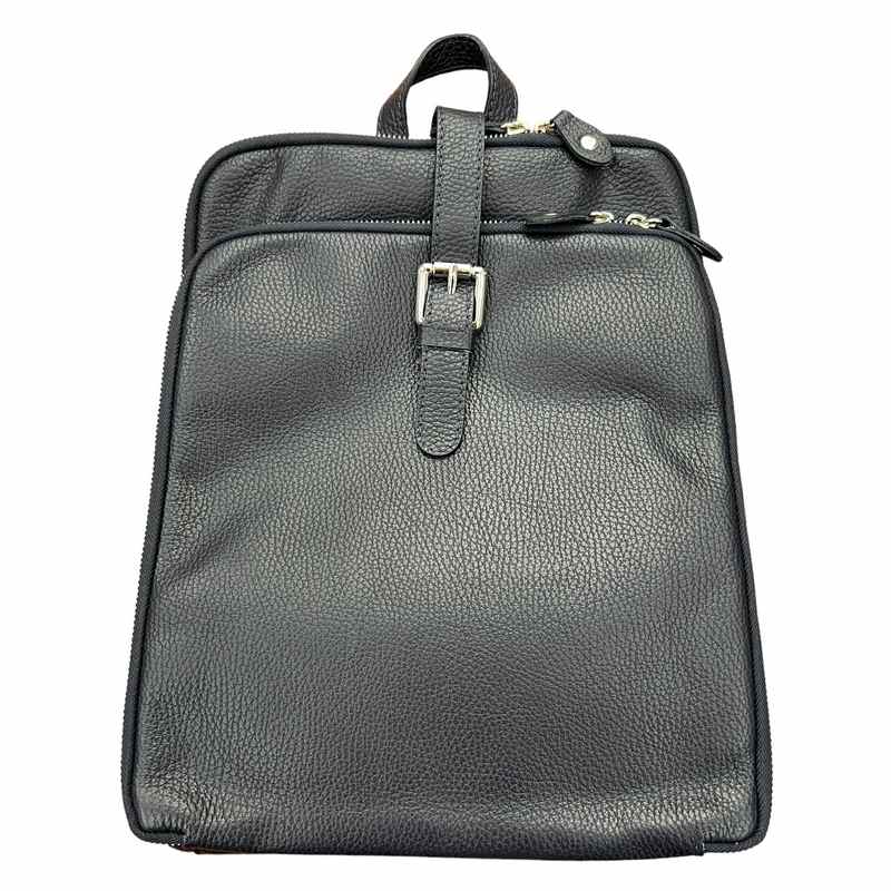 Italian Leather Backpack Navy PL483 front