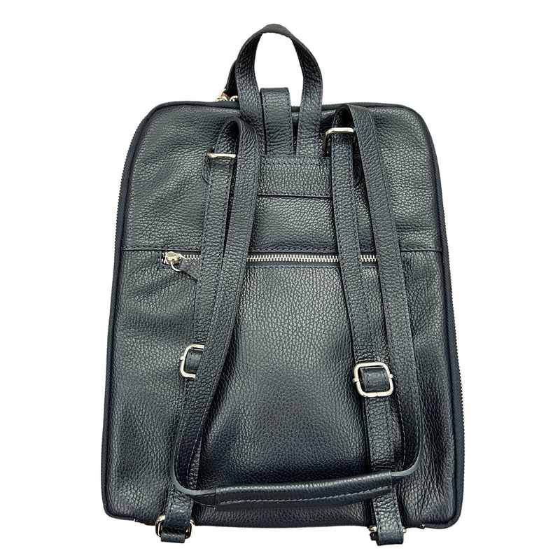 Italian Leather Backpack Navy PL483 back