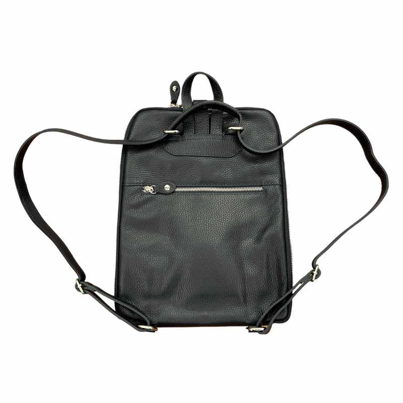 Italian Leather Backpack Navy PL483 with back straps