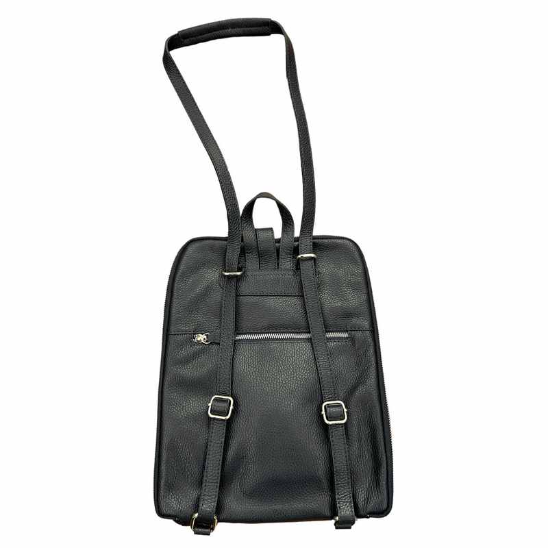 Italian Leather Backpack Navy PL483 with shoulder strap
