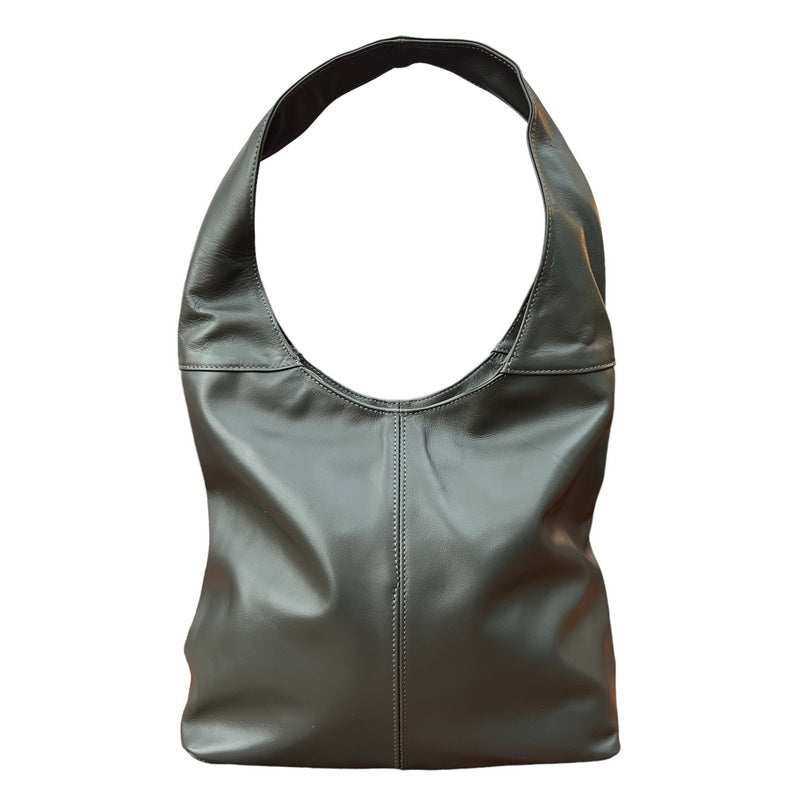 Italian Leather Bella Bag Dark Grey front