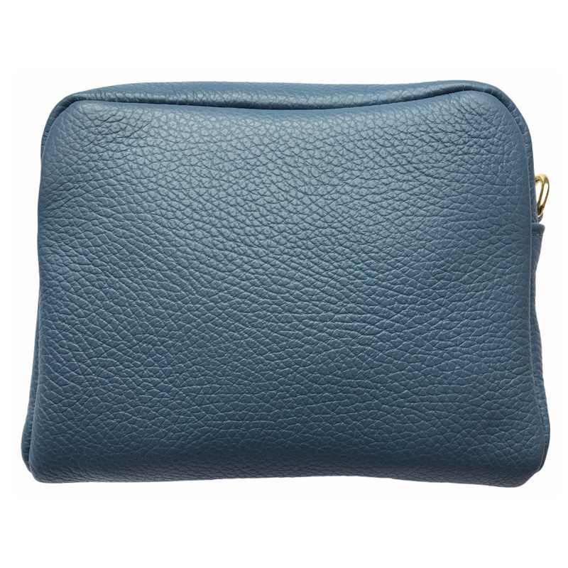 Italian Leather Box Bag Denim Blue front