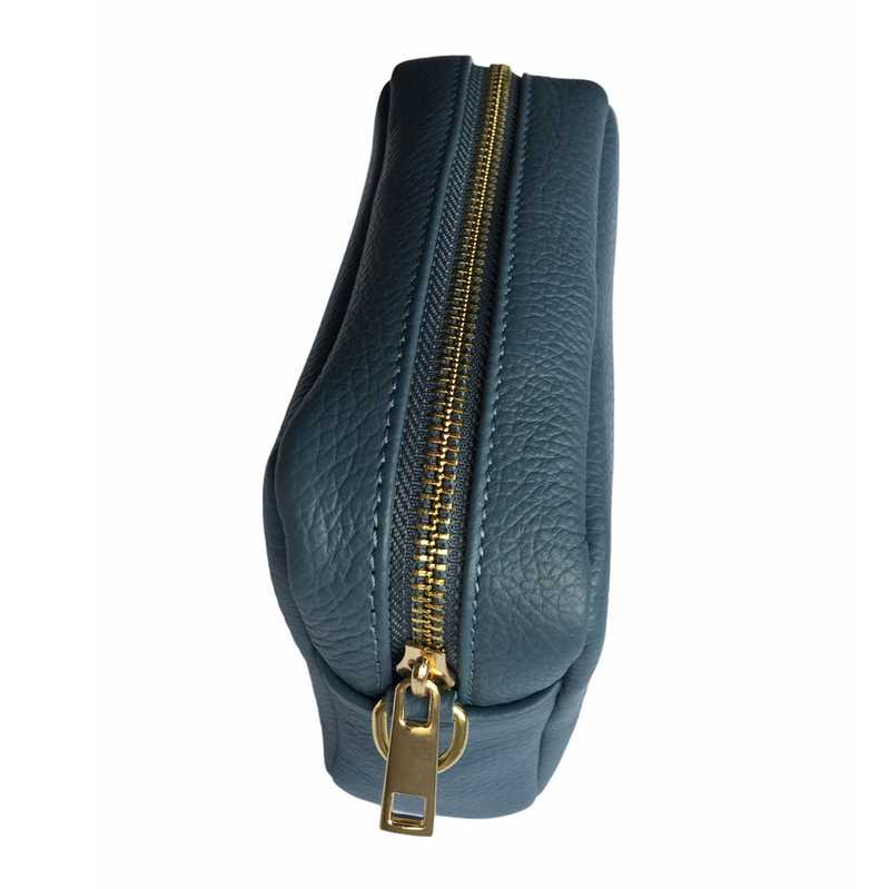 Italian Leather Box Bag Denim Blue side